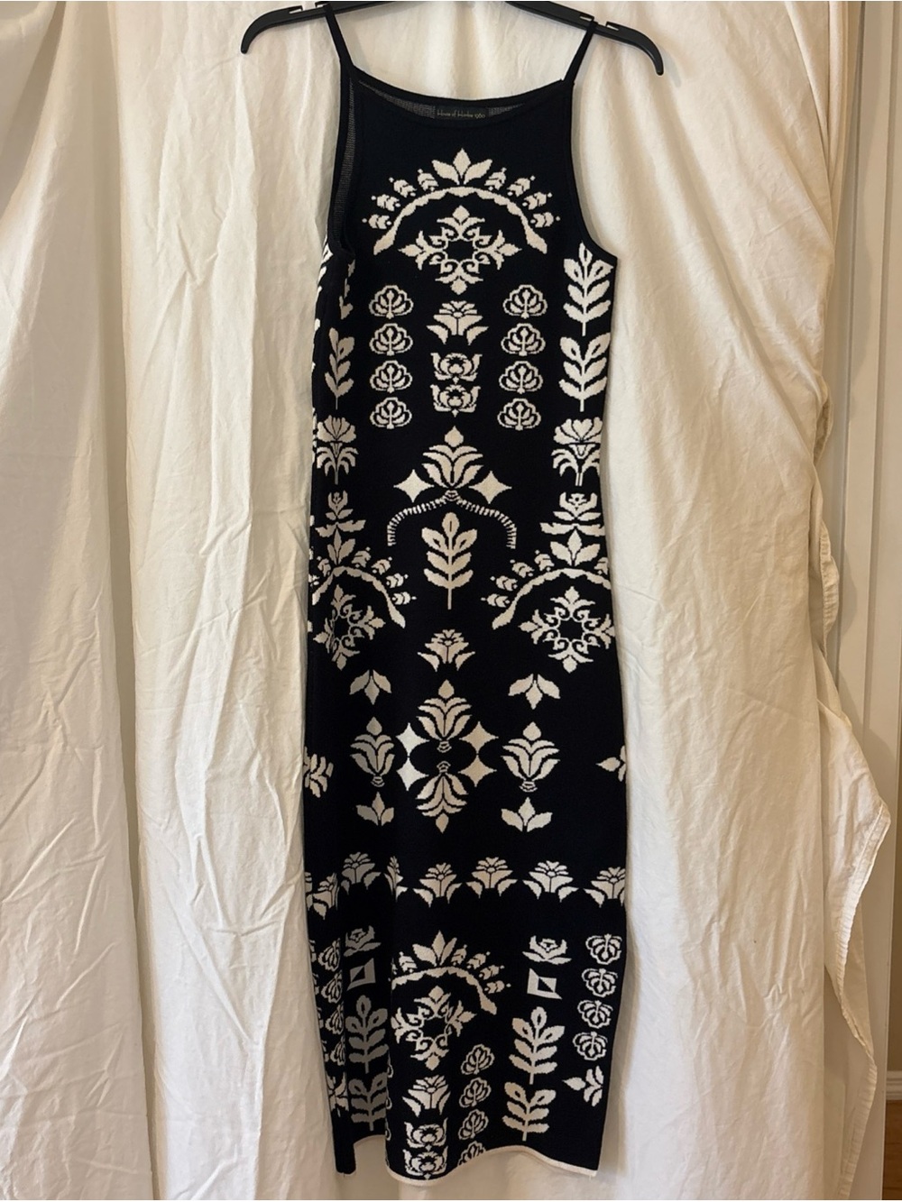 House of Harlow 1960 Black and White Knit Midi Dress